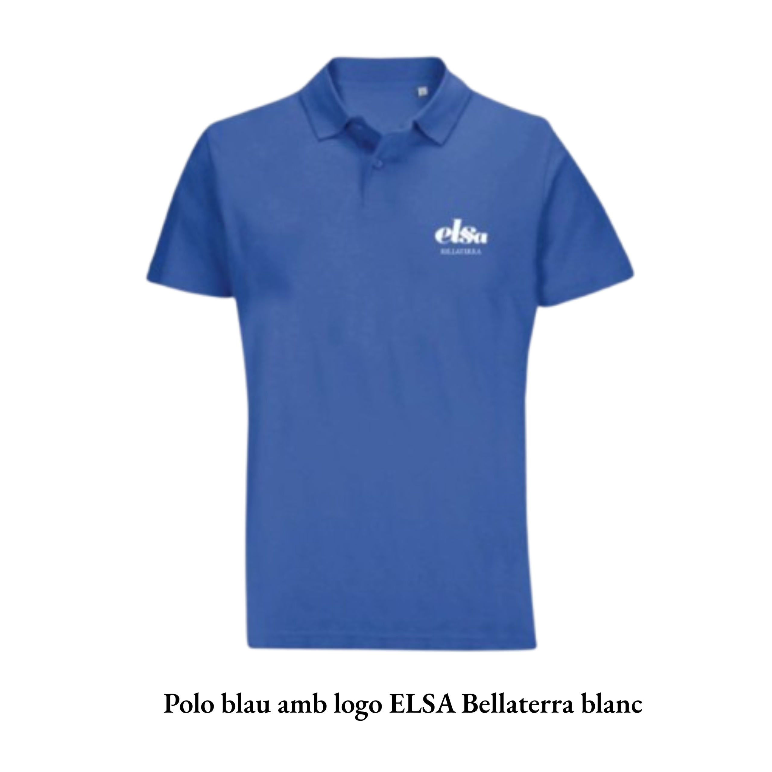 Polo blau amb logo ELSA Bellaterra blanc